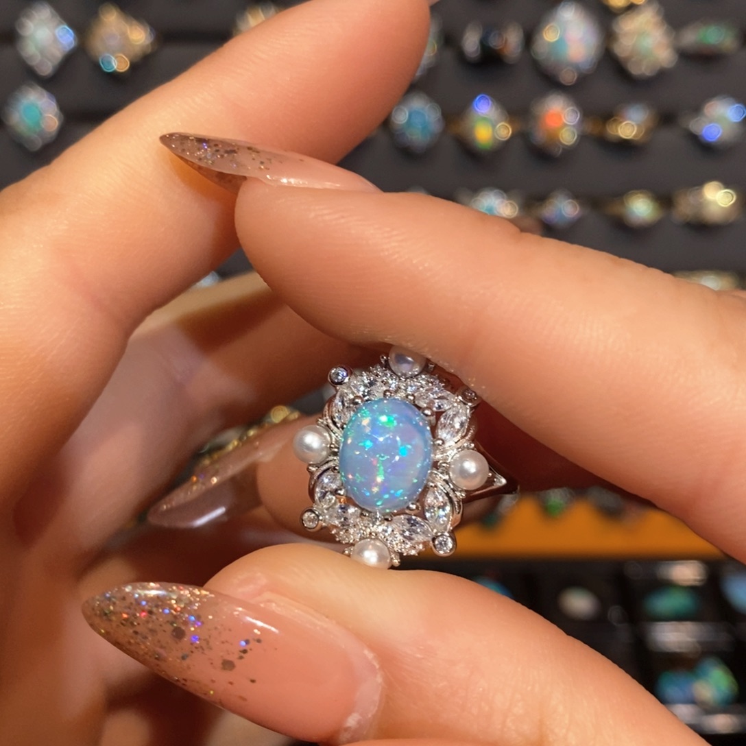 欧泊戒指欧泊银S925镶嵌