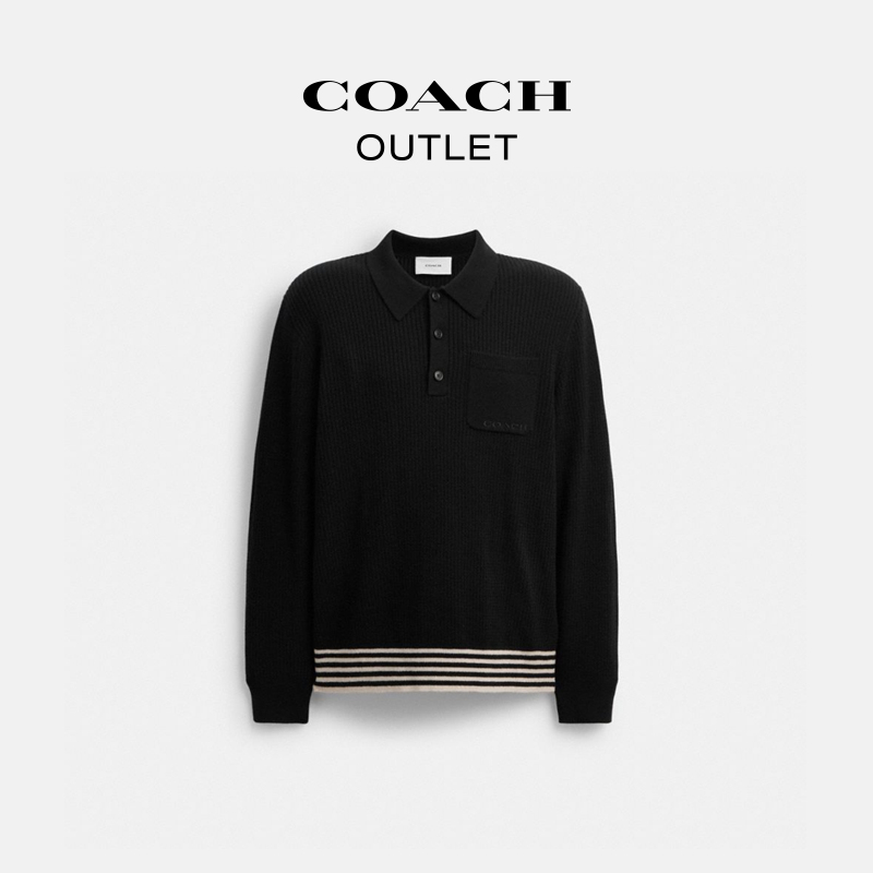 【新品】COACH/蔻驰奥莱 针织长袖POLO衫