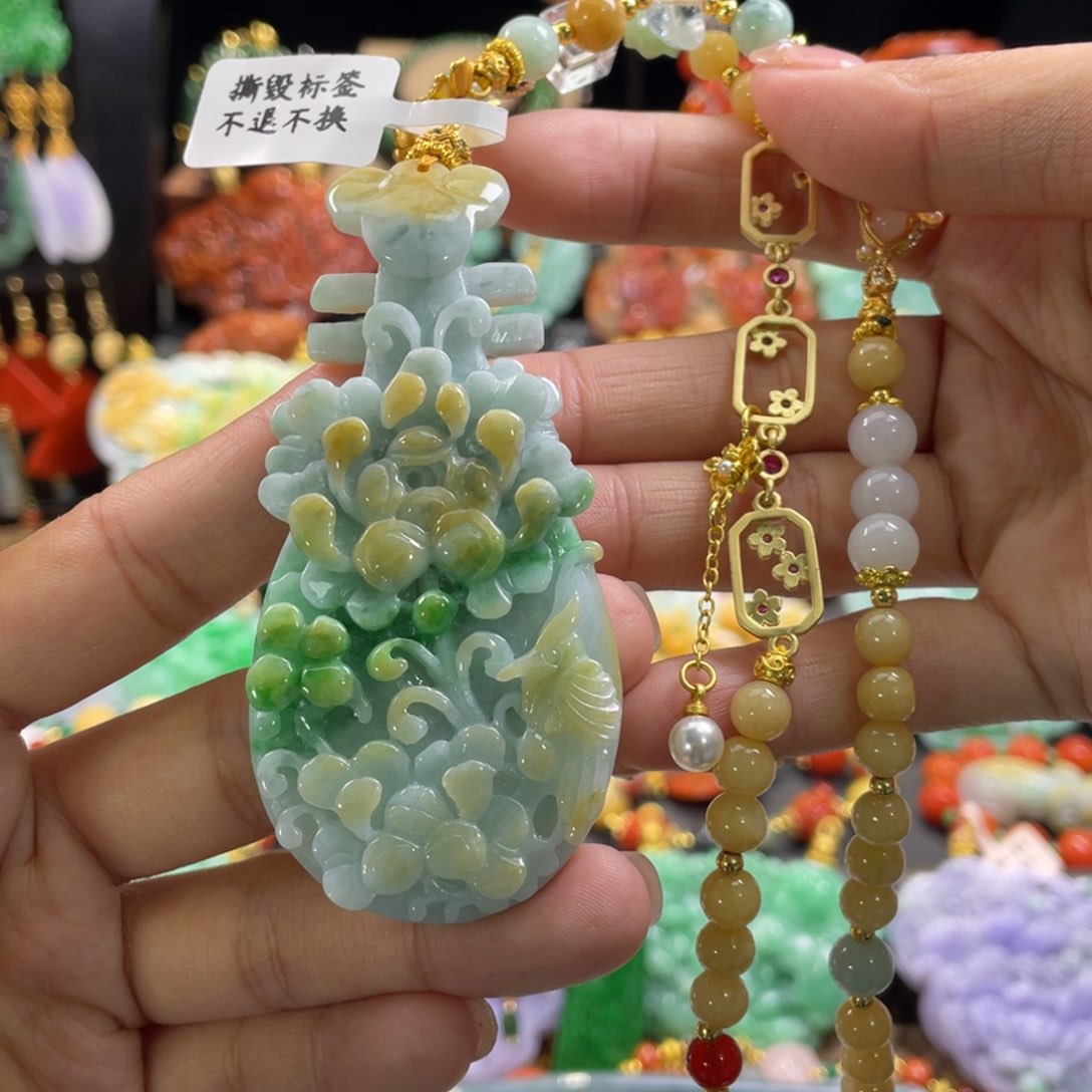 翡翠颈饰未镶嵌代编织