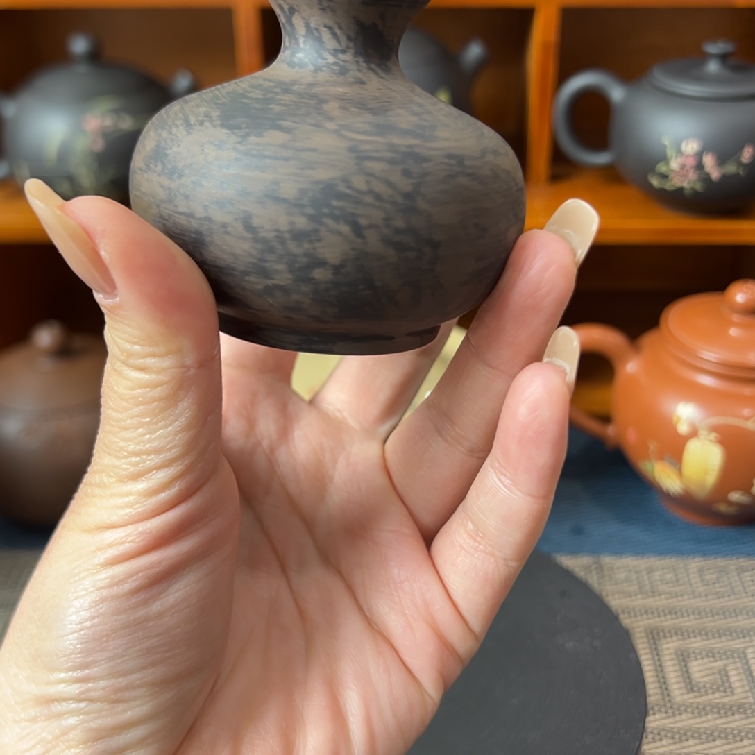 火***燚建水紫陶小花器手磨