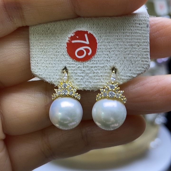 淡水珍珠耳饰银S925镶嵌@*K