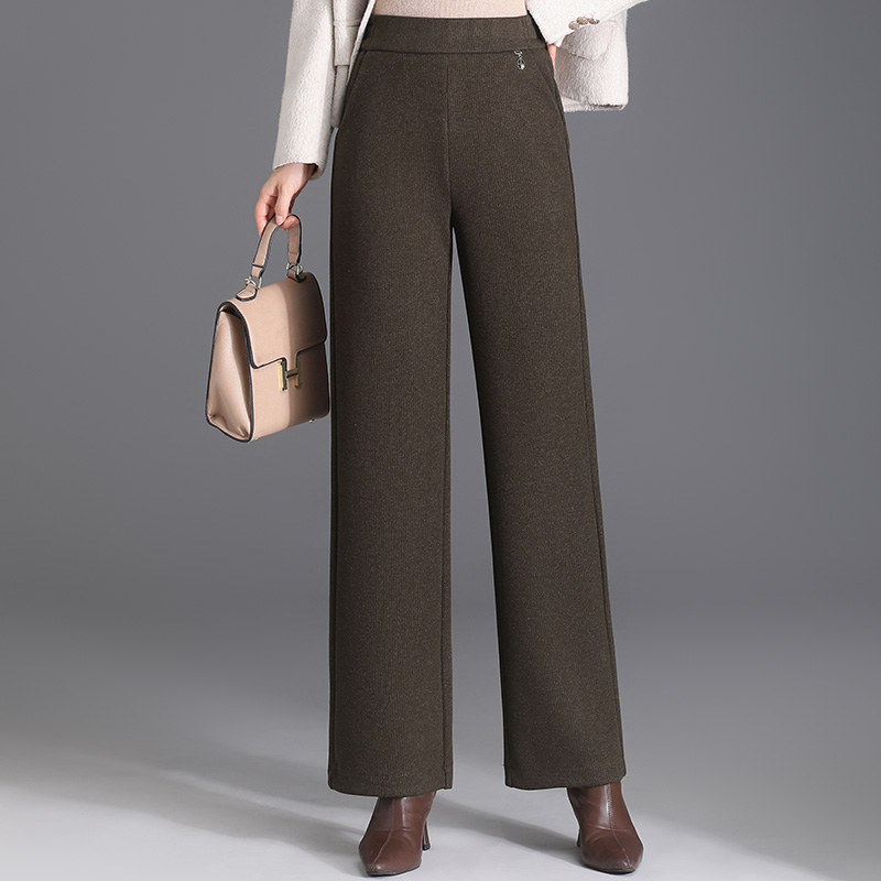 中老年女装毛呢加厚长裤休闲风直筒裙百搭休闲裤秋冬7099