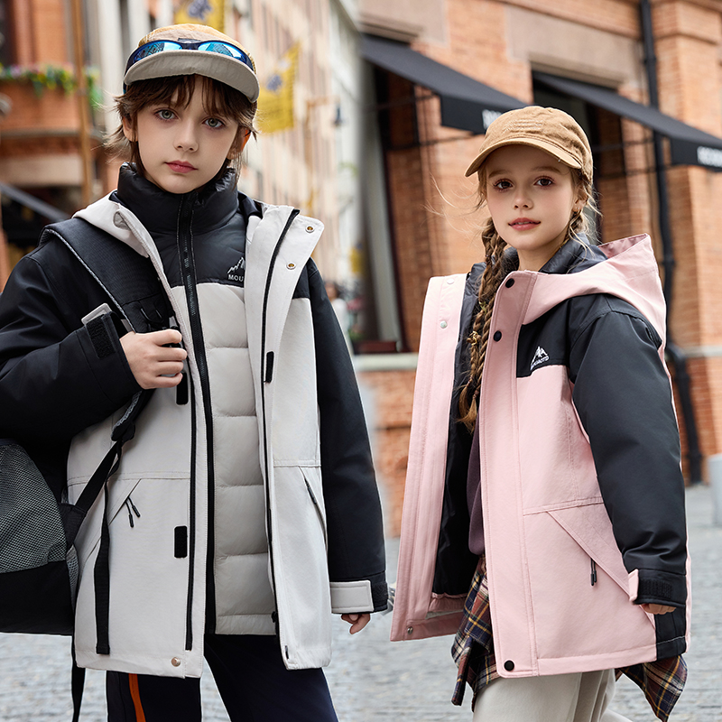 儿童羽绒服2025新款三合一活里活面白鸭绒一衣三穿男童女童外套