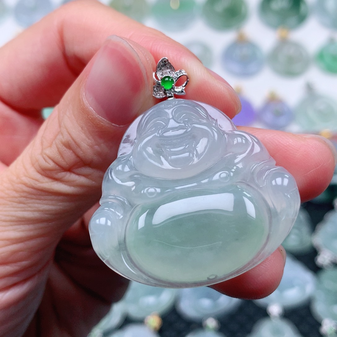 翡翠吊坠(不含链)18K金镶嵌