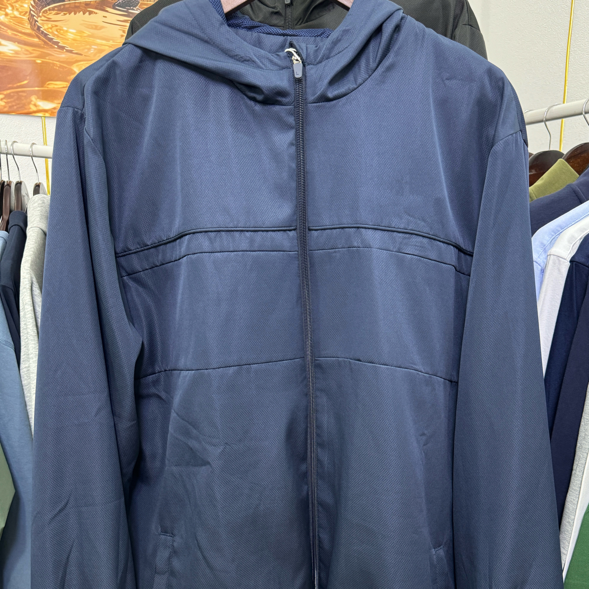 春秋男款薄风衣连帽开衫外套防风防水网格内衬运动时尚休闲