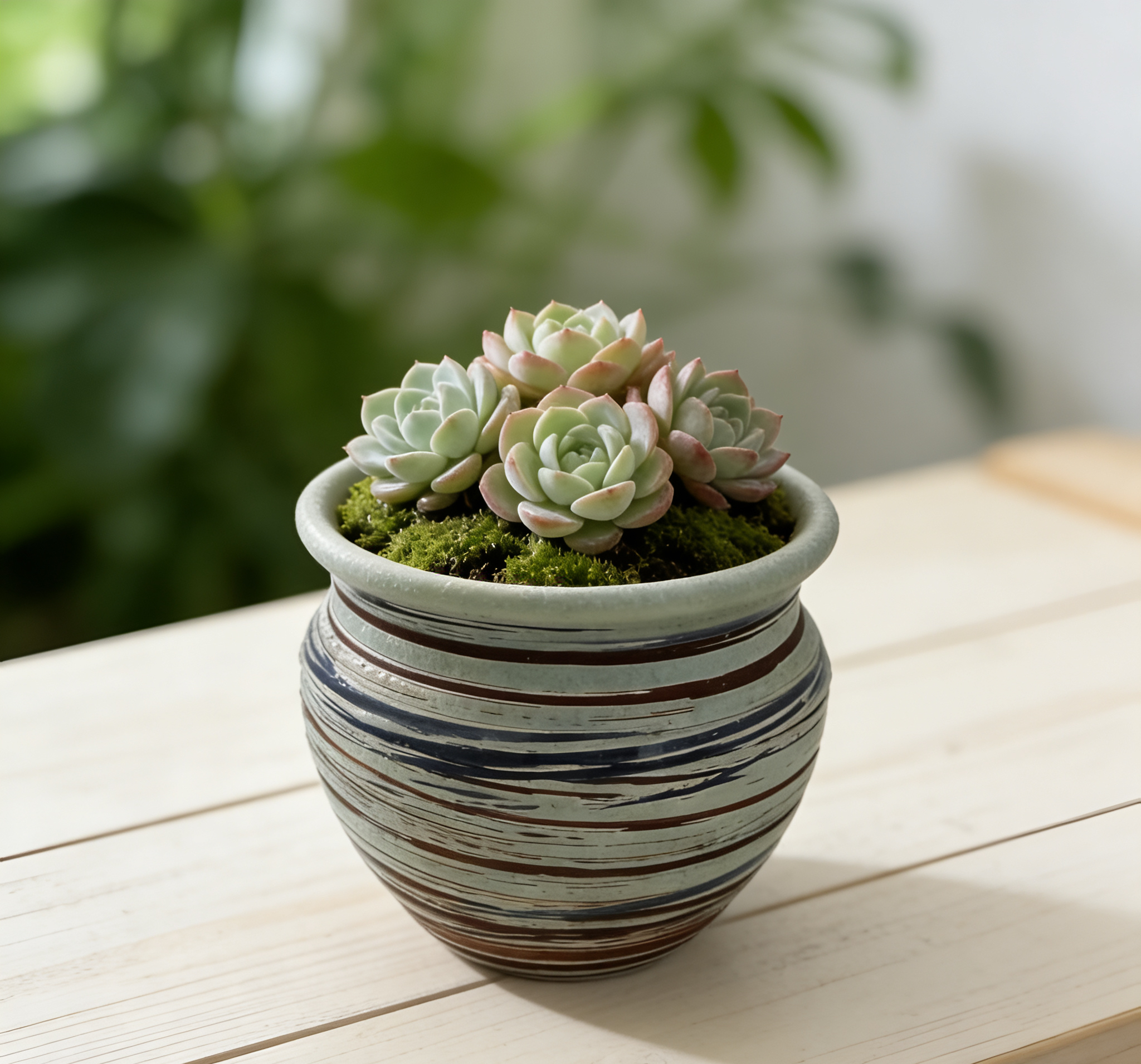 透气陶瓷花盆直径9cm高9cm桌面绿植花器中国风多肉专用透气花盆托