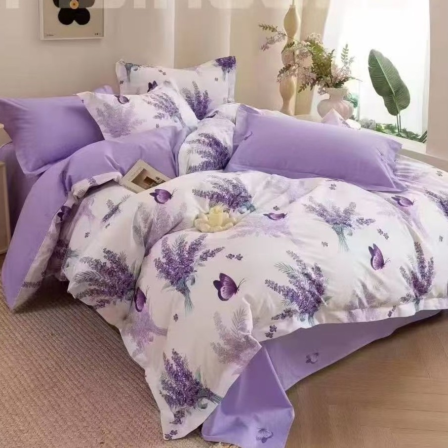 蝶恋花香 紫白AB | 李李纯棉定制 亲肤 斜纹棉床品 高支高密四季