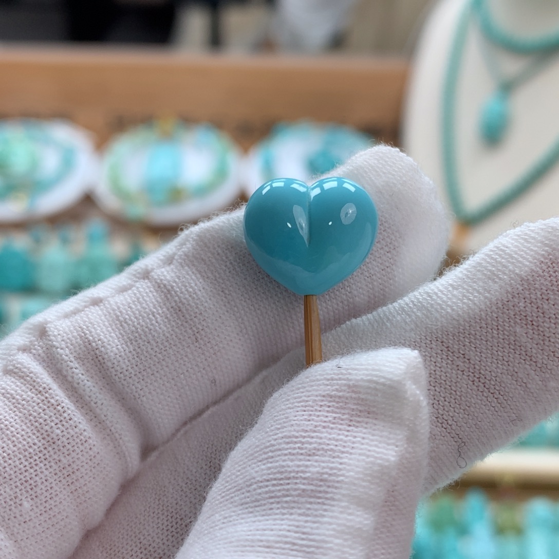 绿松石未镶嵌绿松石爱心屁桃