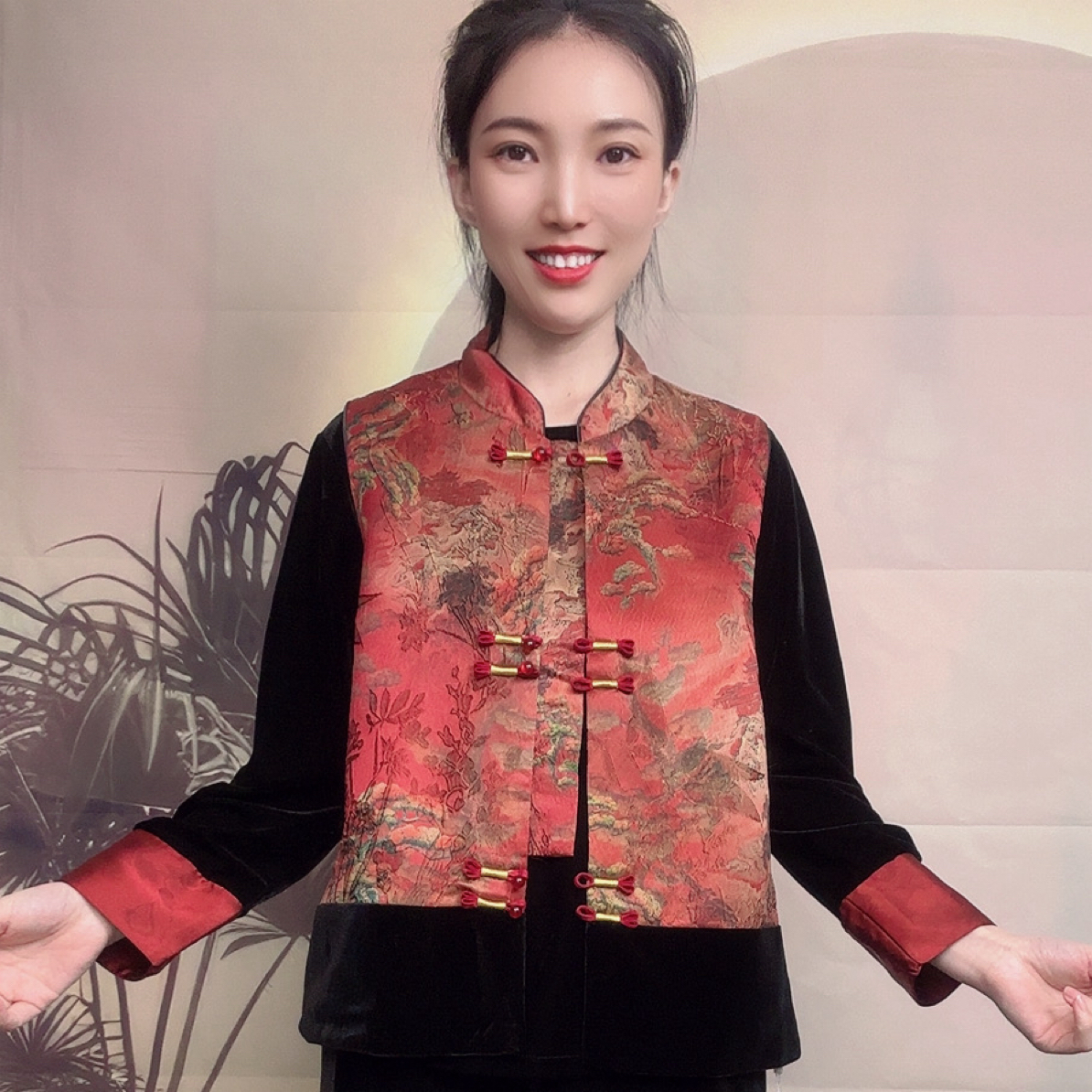 新中式妈妈秋装国风金丝绒马甲外套适合中老年人