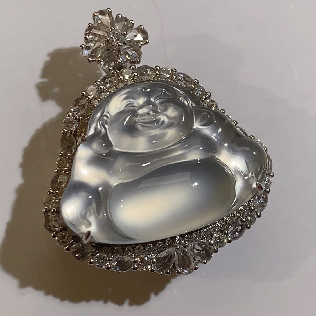 翡翠颈饰18K金镶嵌天然缅甸A货翡翠