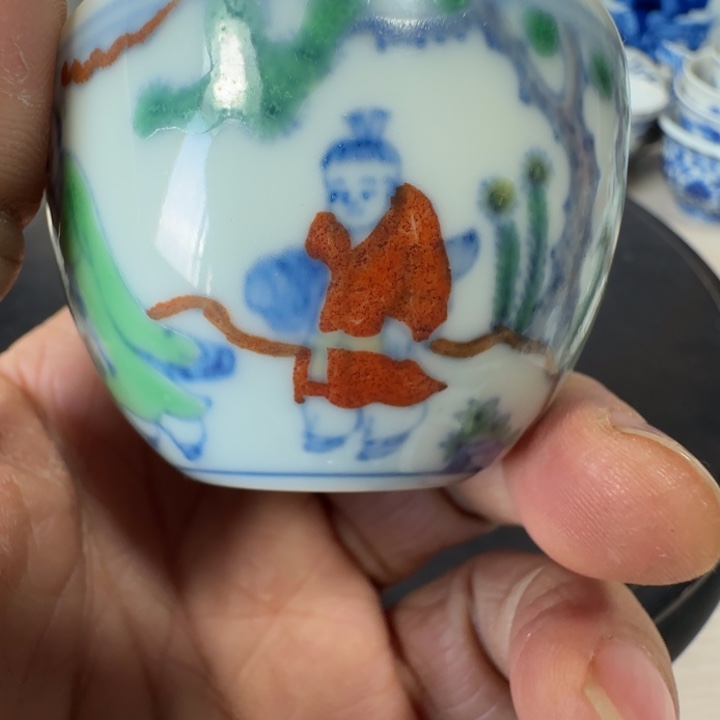 摆件青花花卉小小摆件