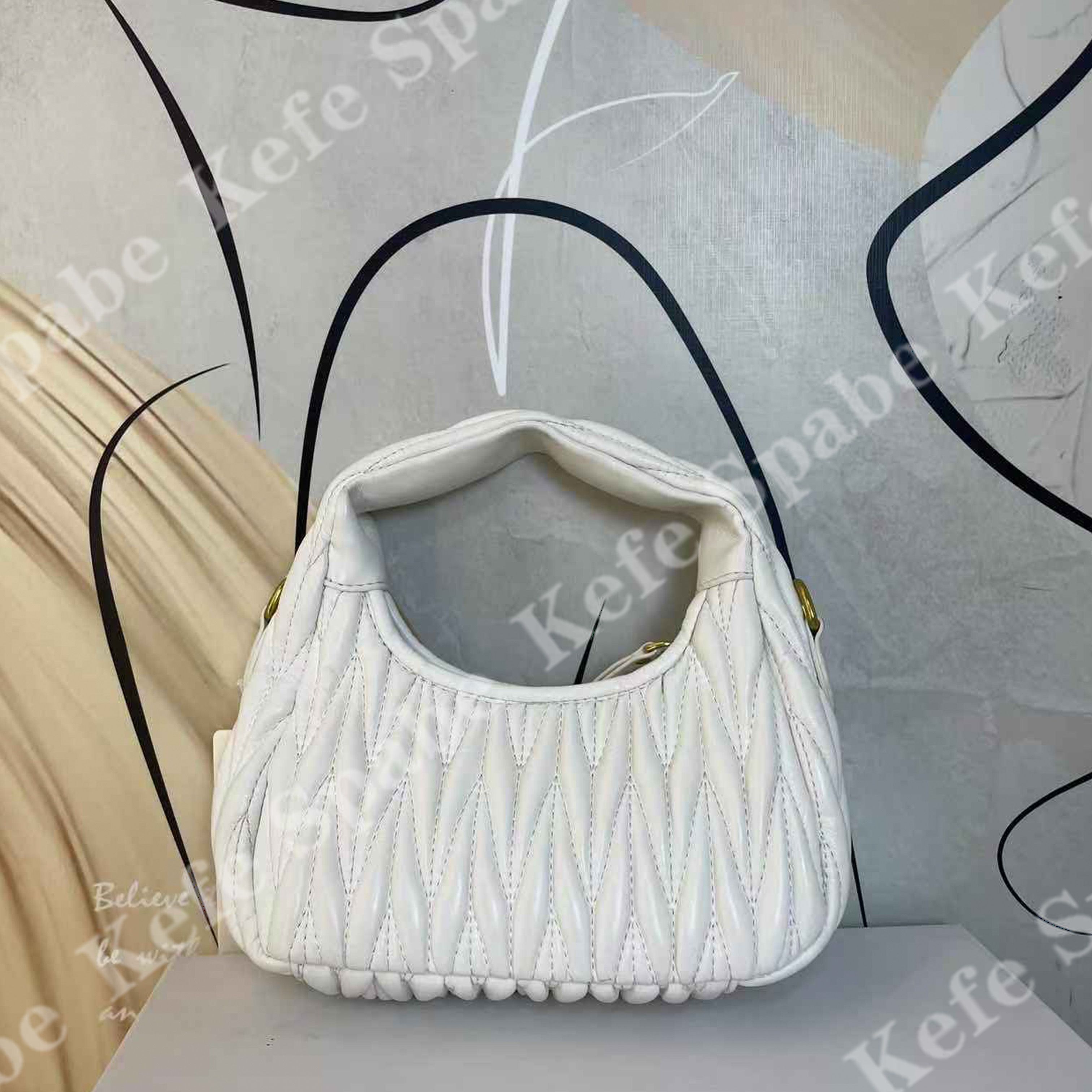 HM03125新款白色褶皱星月单肩斜挎手提包-1