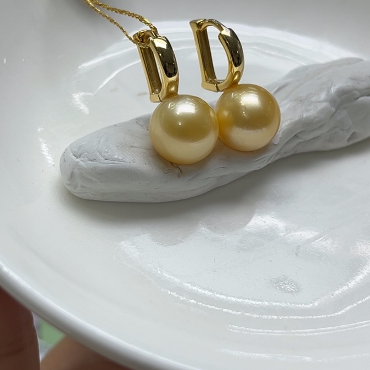 银S925镶嵌耳饰海水珍珠9-10mm139号