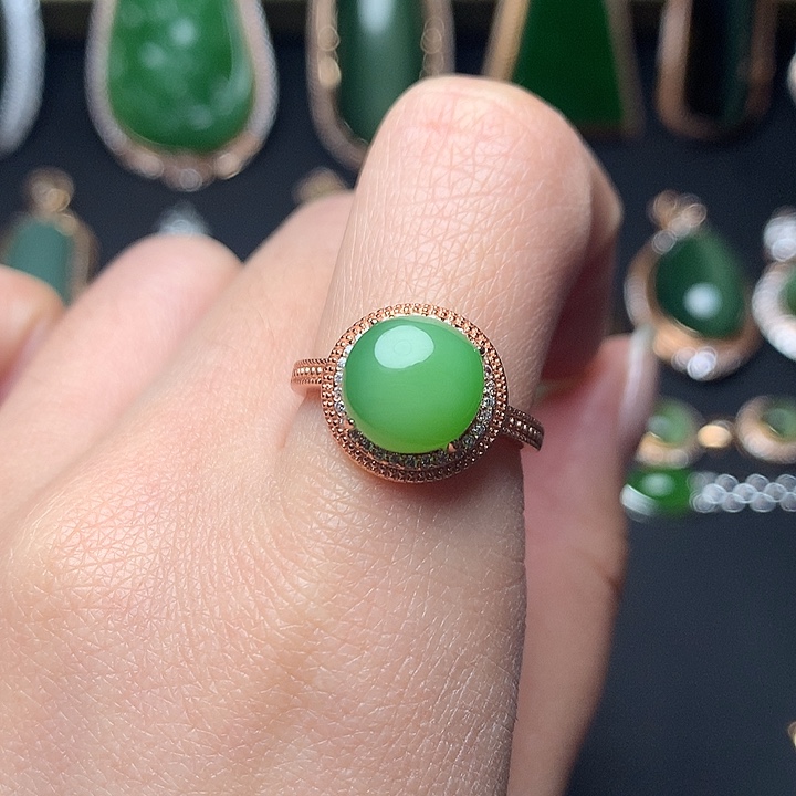 和田玉银S925镶嵌戒指