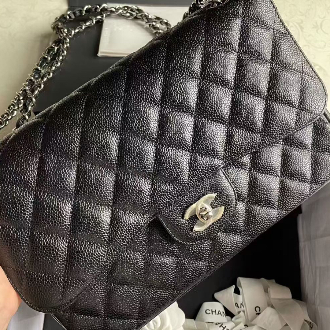 99新 Chanel/香奈儿 3322/黑金光面jumbo/单肩斜挎包/