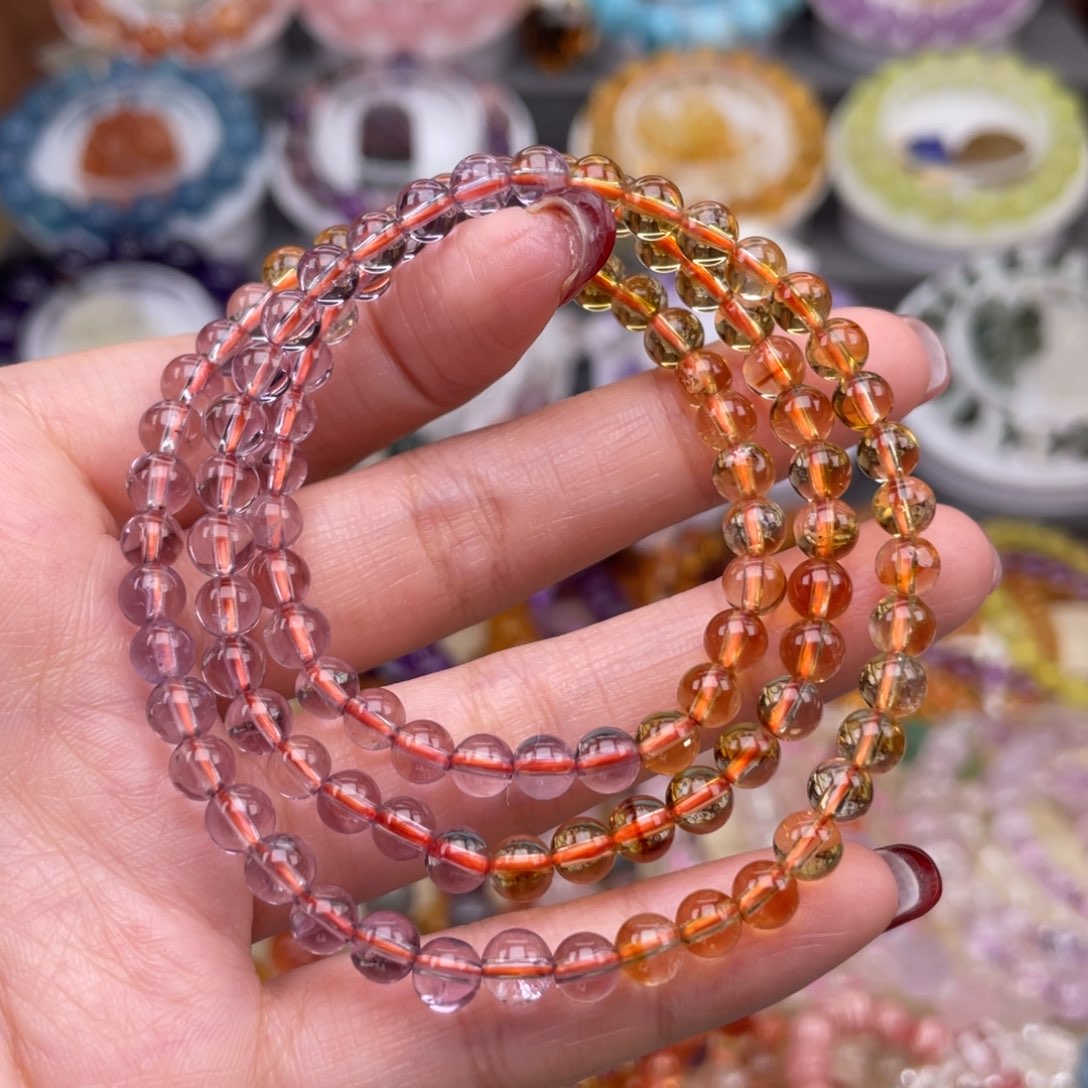 水晶手链未镶嵌紫黄