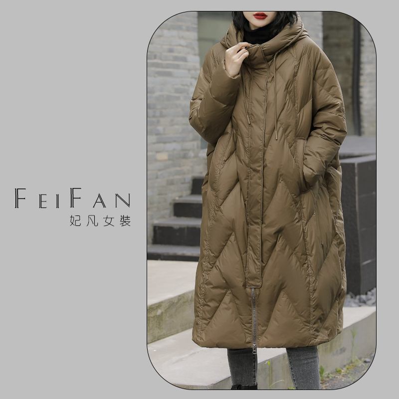 X92【21018】2025冬新款加厚保暖宽松中长款过膝羽绒服