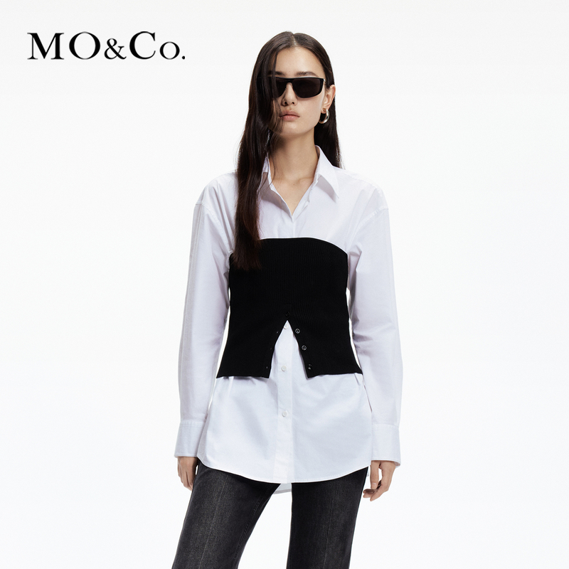 【千颂妮专享】MOCO春针织抹胸中性简约衬衫MBD1SHT018