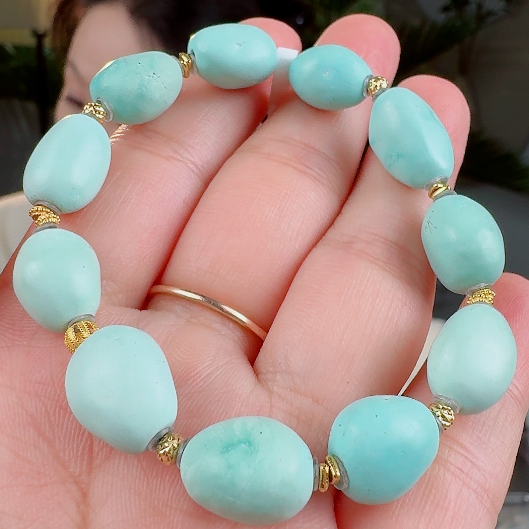 绿松石珠宝奇石18K金镶嵌