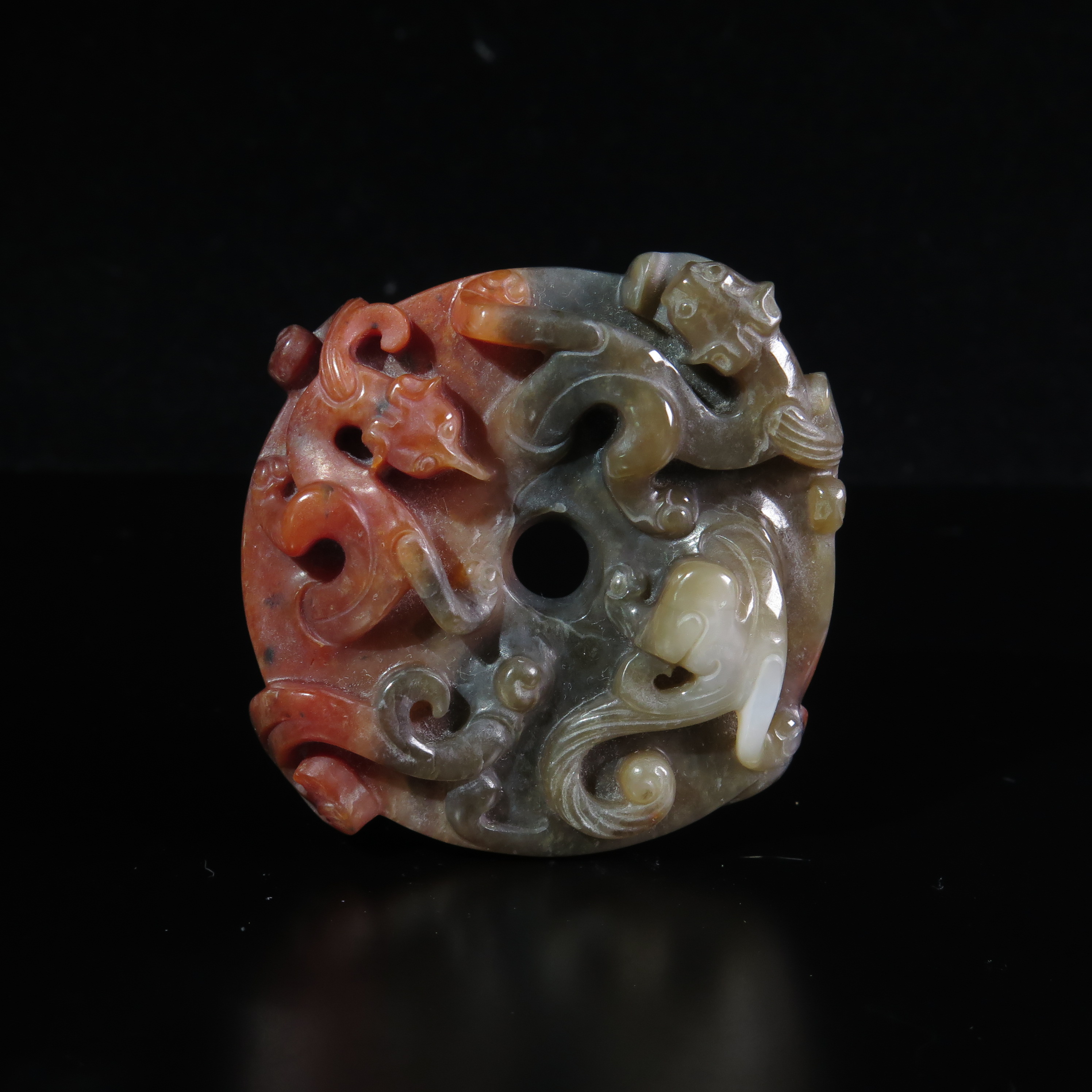 明代浮雕螭龙玉璧/MZ229243/和田玉/民族文物