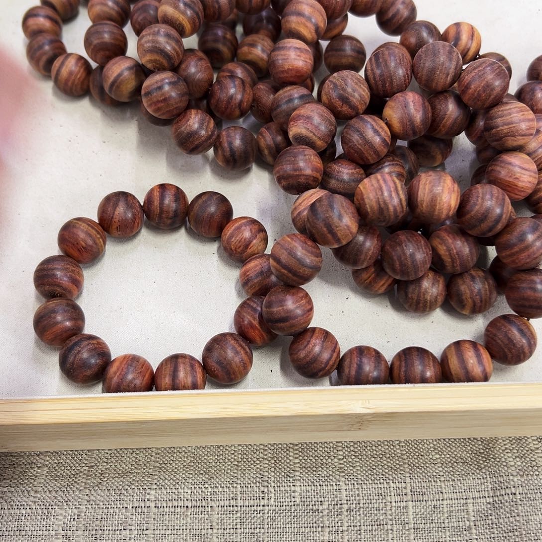 黄花梨/降香黄檀手串/手链18mm圆珠初抛无胶无腊多彩