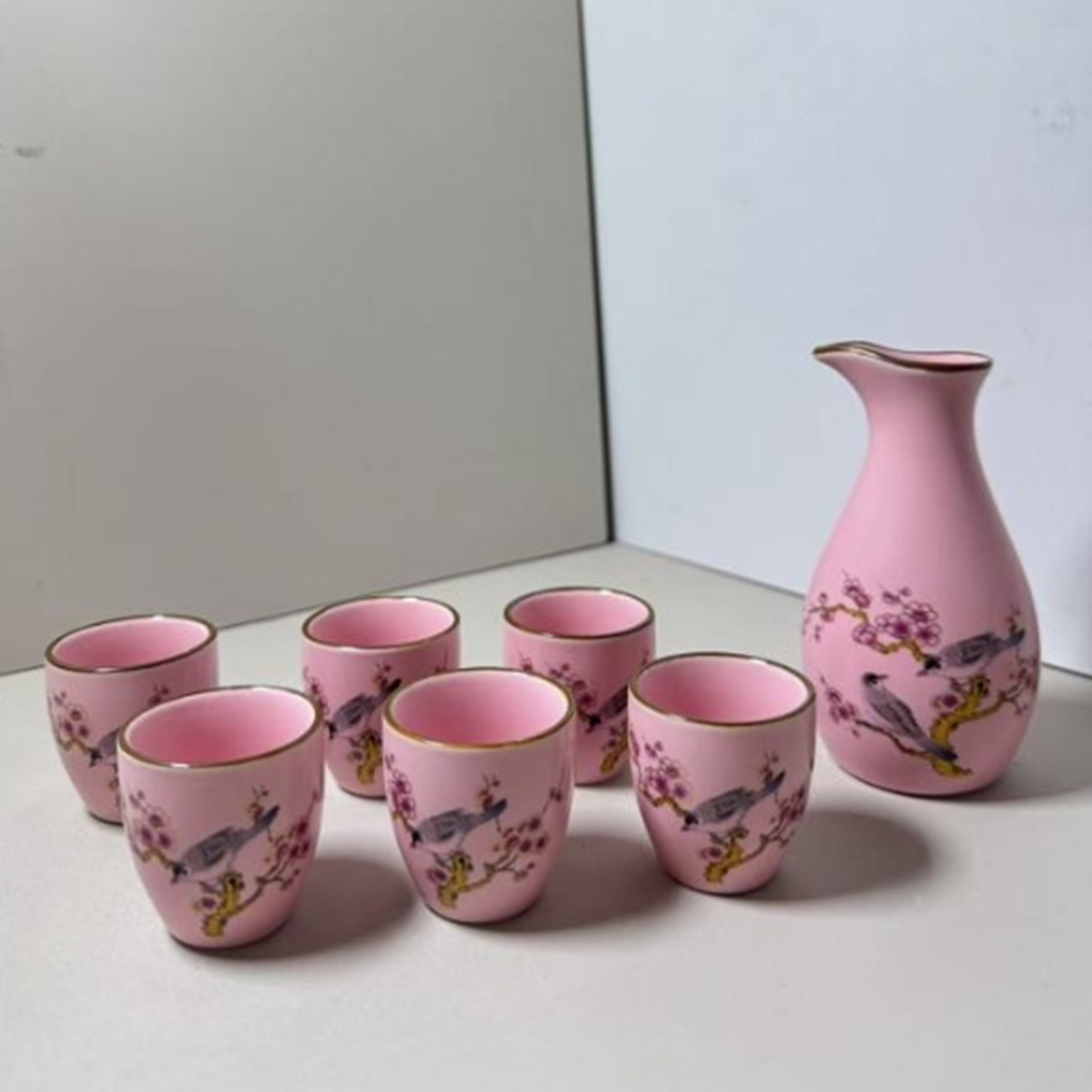 G3889-日式套件手绘简约轻奢纯色白兰地杯茶具