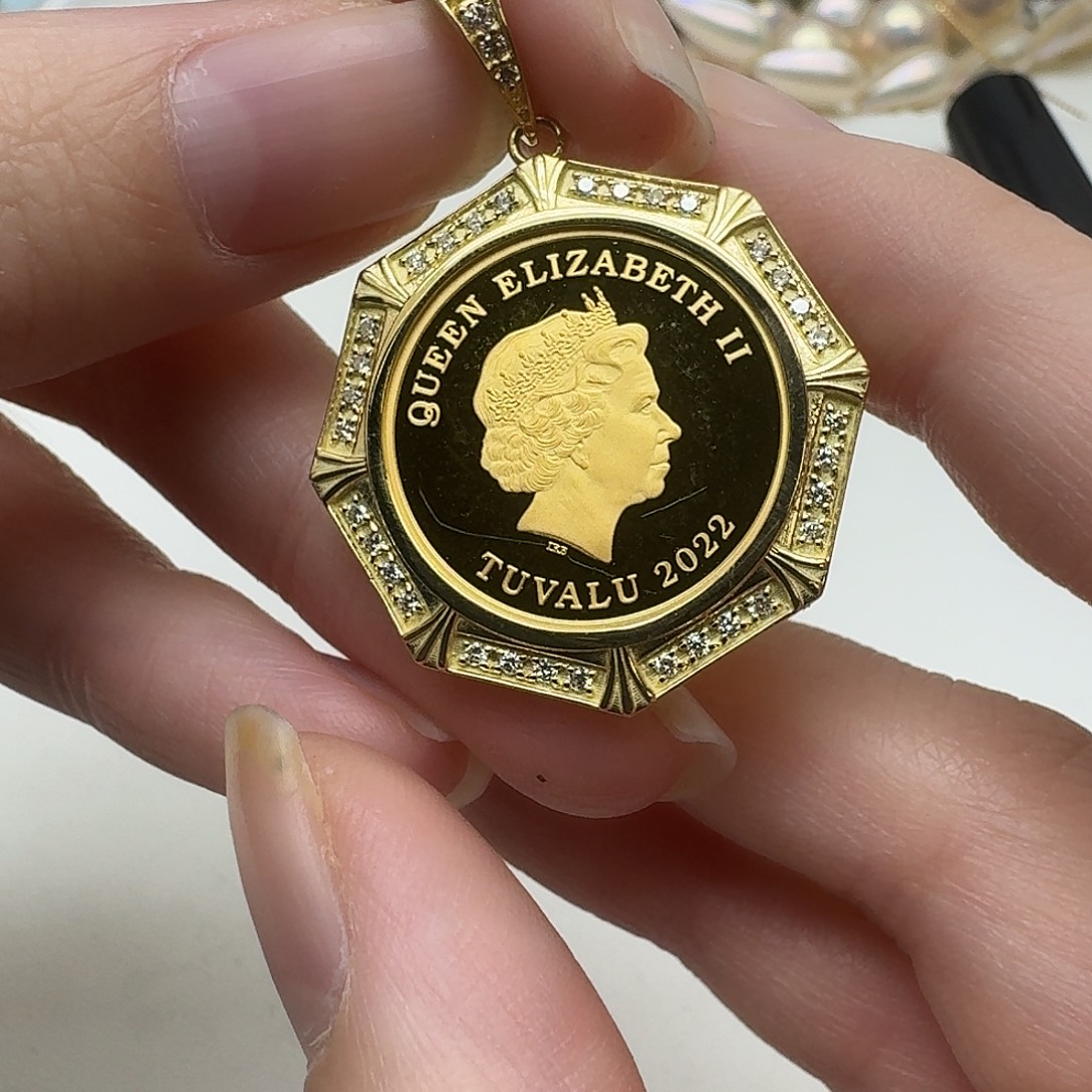 钻石未镶嵌颈饰金币999外围k18