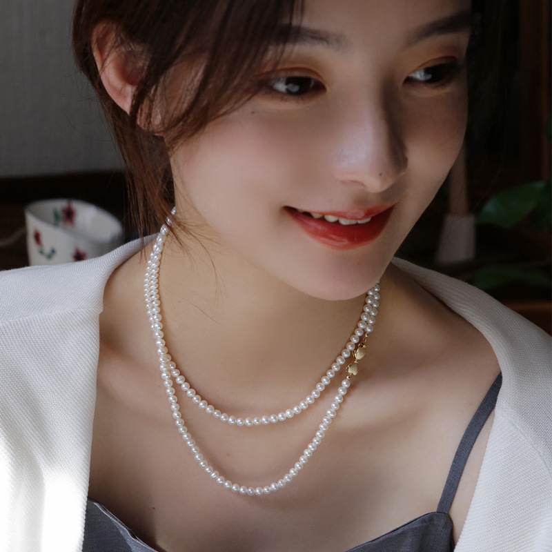 天然淡水珍珠项链长款毛衣链高级感女百搭秋冬