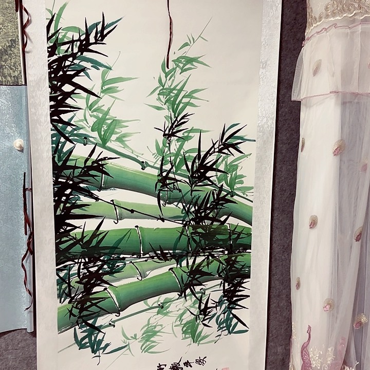 国画竹报平安节节高升