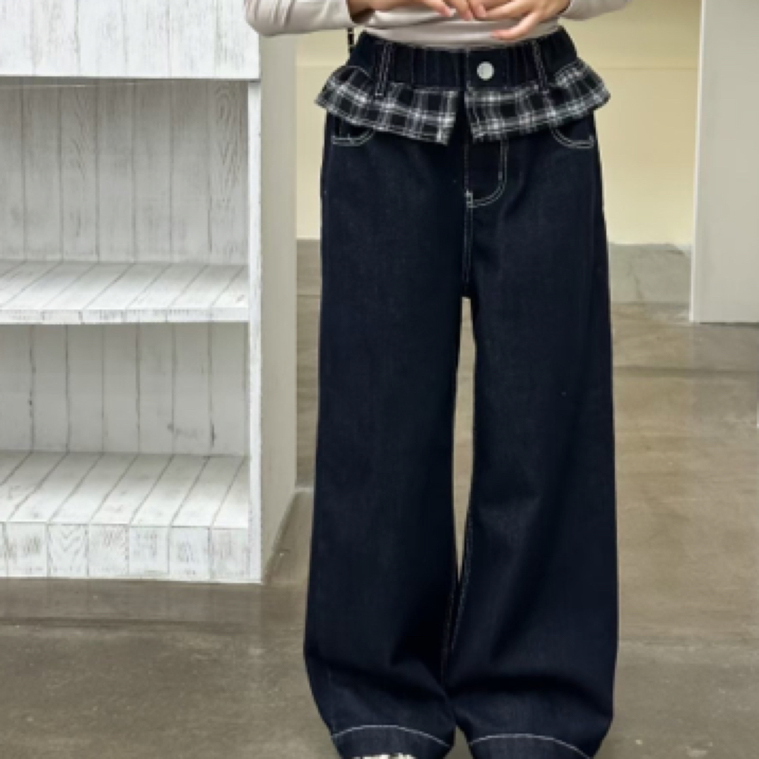 秋裤女童中大童高腰牛仔裤设计感秋季裤子百搭