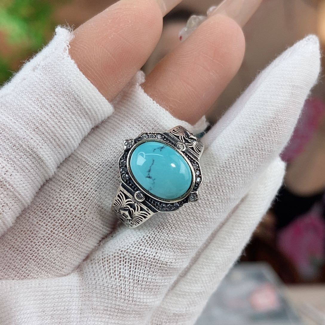 绿松石珠宝奇石银S925镶嵌