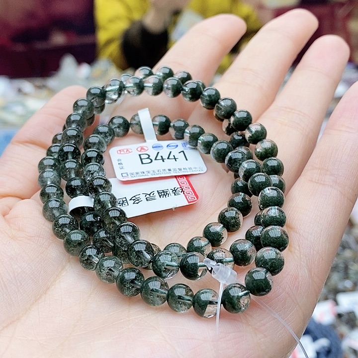 水晶手链未镶嵌B441绿幽灵三圈