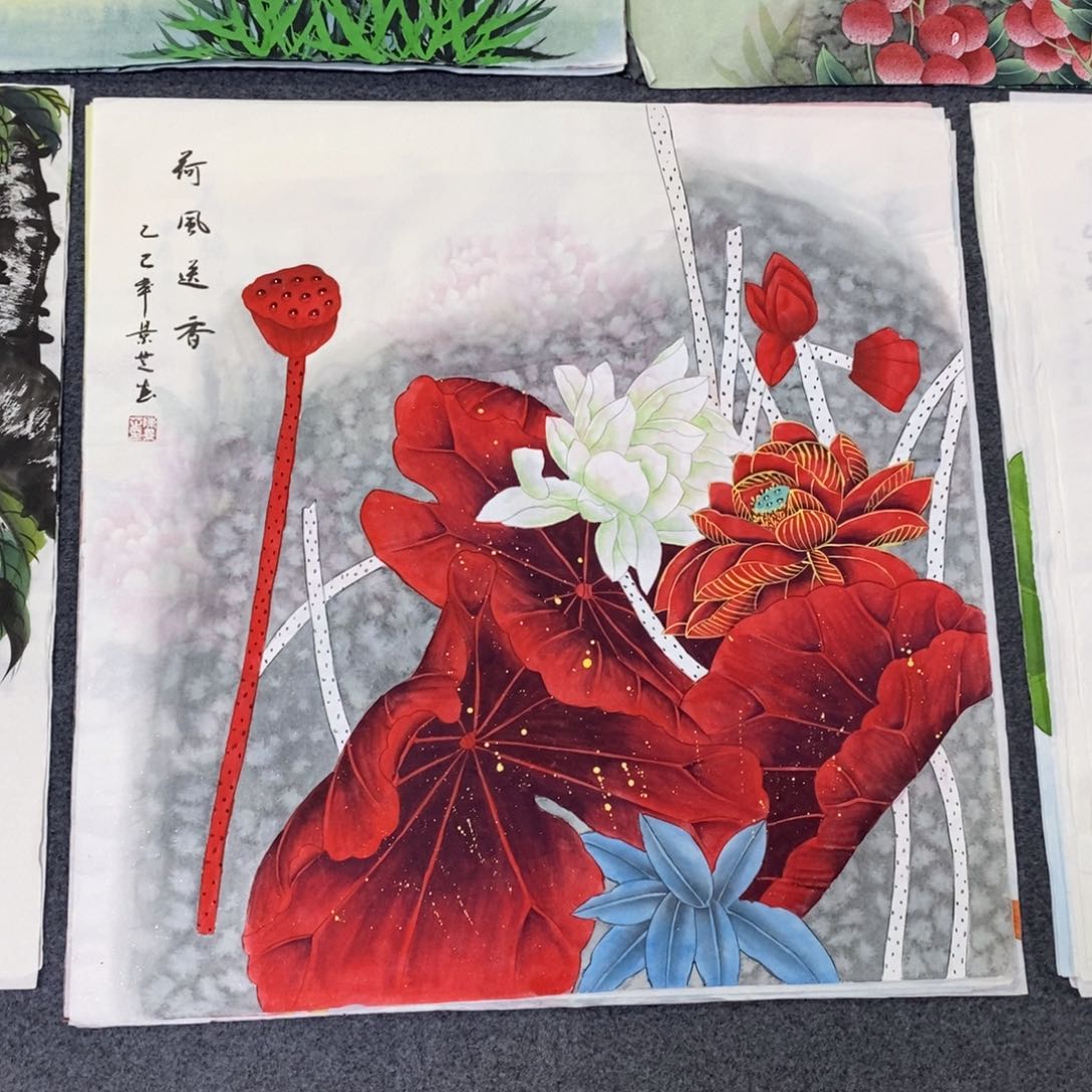 国画尺寸68✖️68斗方手绘工笔画