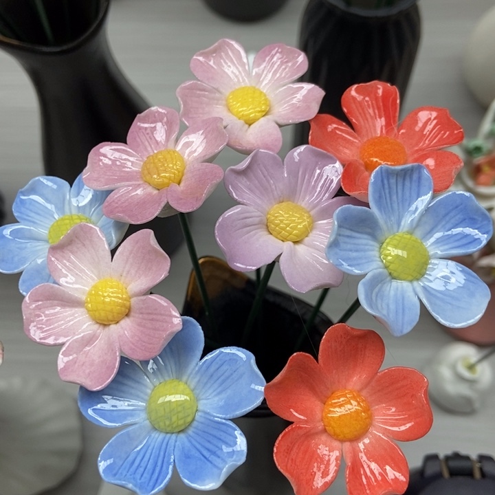 陶瓷手工制作陶瓷花5朵