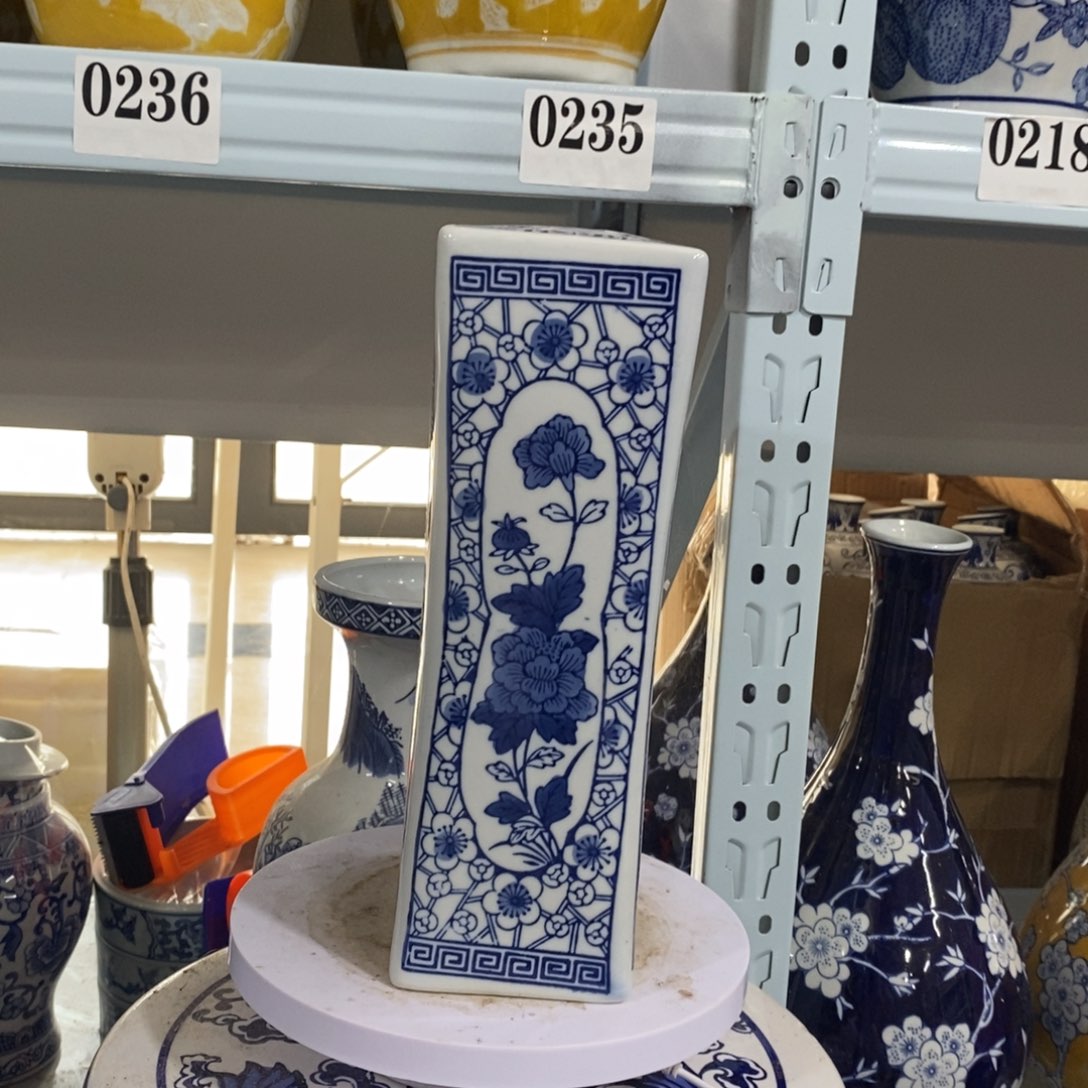 瓶青花枕头花瓶摆件