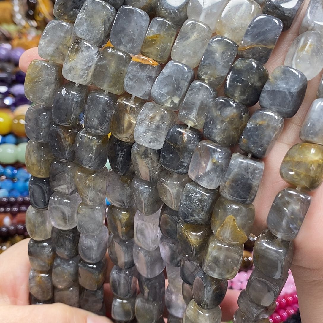 玛瑙/玉髓未镶嵌珠宝半成品天然烟晶一条卡10*14mm