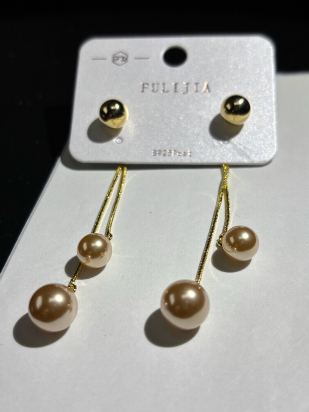 黄铜仿珍珠耳饰 珠珠两戴耳环优雅素款百搭经典