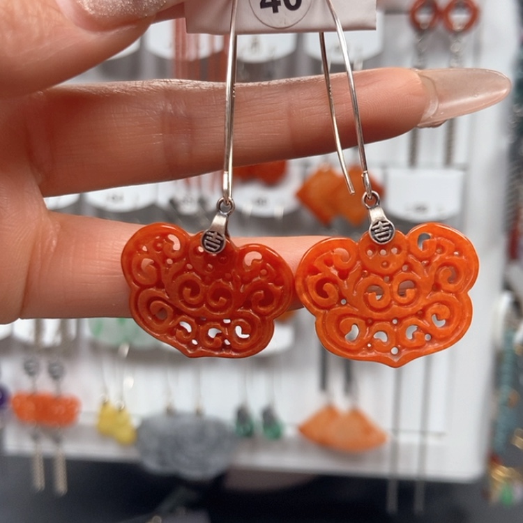 【闪购商品】翡翠耳饰银S925镶嵌优化耳饰