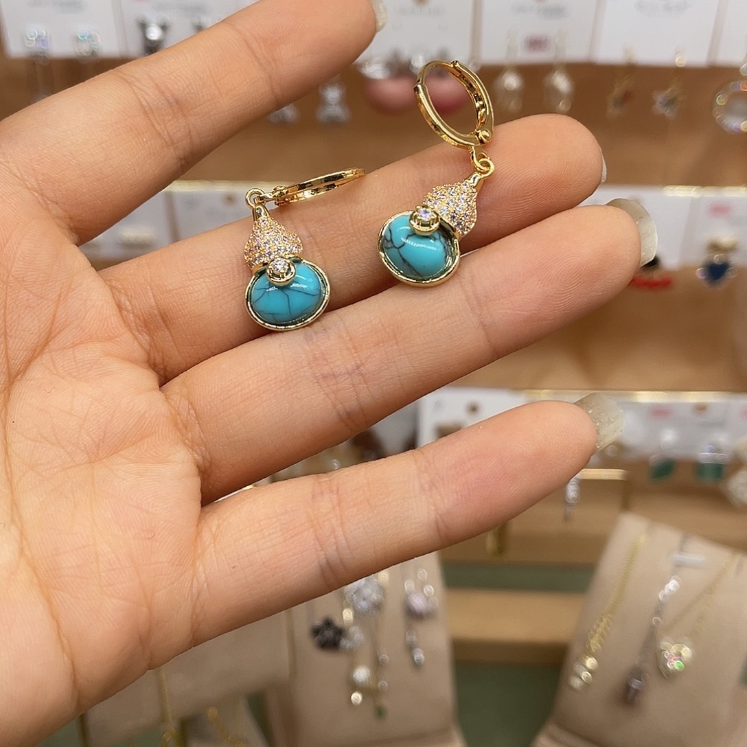 锆石纯铜合金耳环