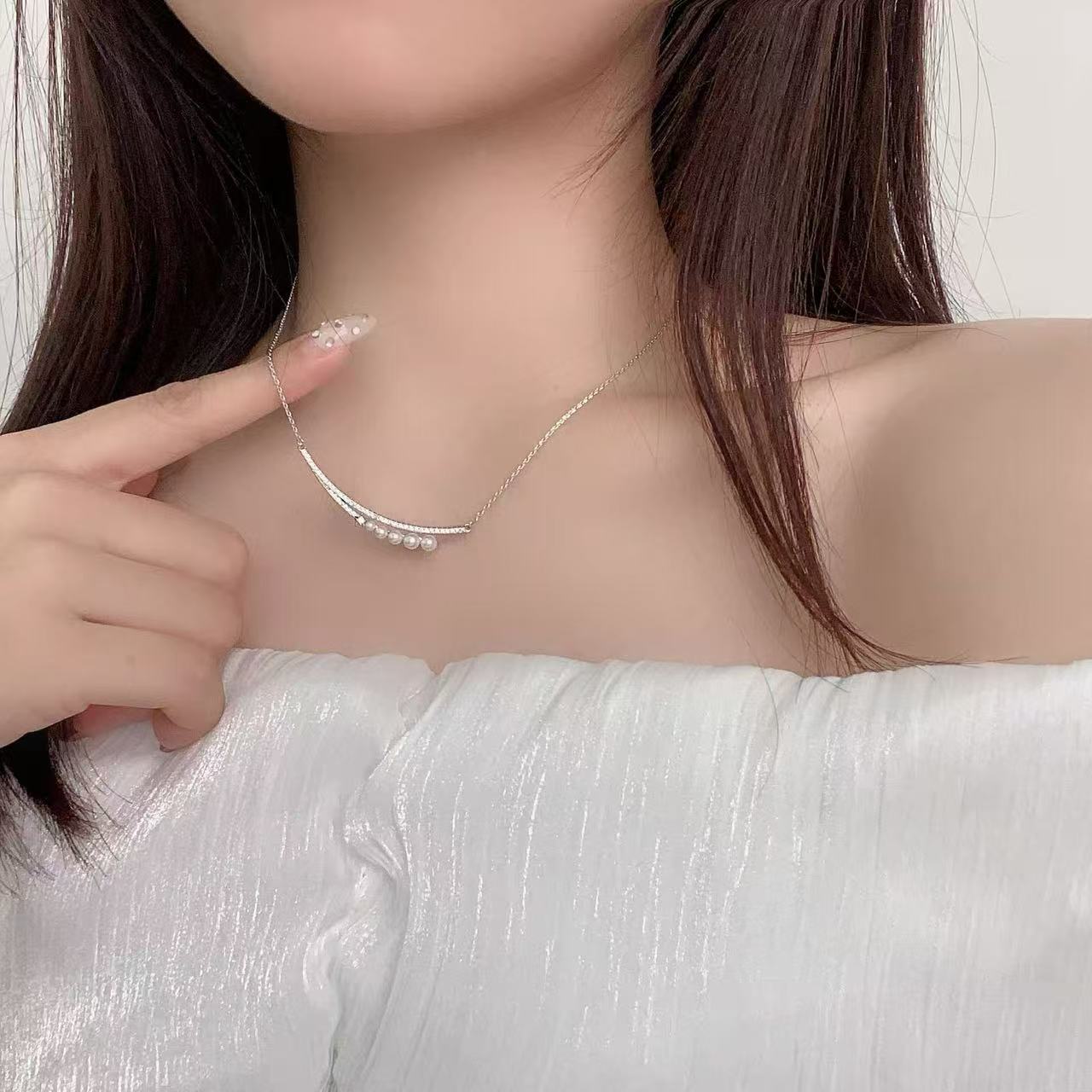 合金项链 9597号39442#简约优雅高级感气泡珠珠设计质感项链（预）