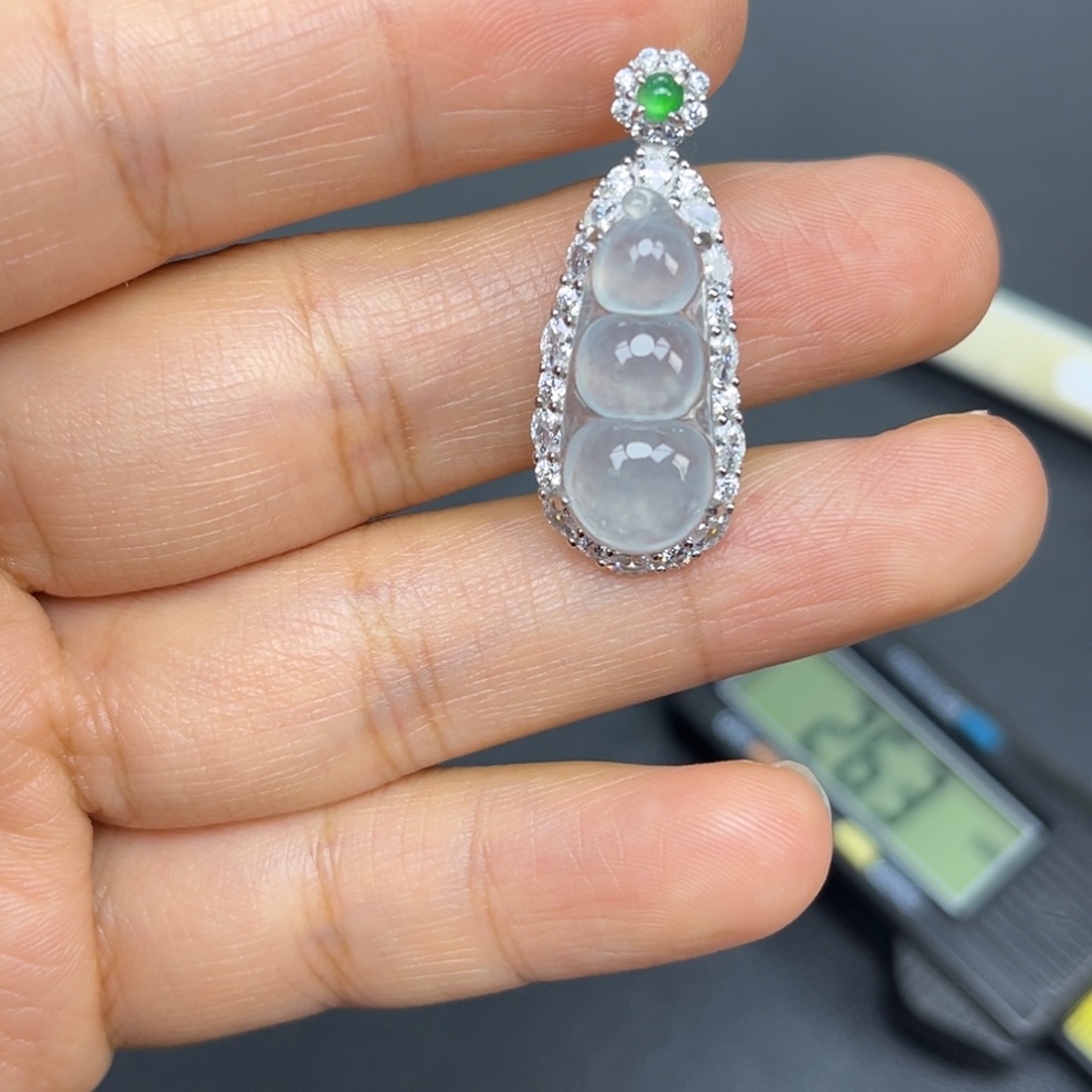 翡翠银S925镶嵌吊坠(不含链)