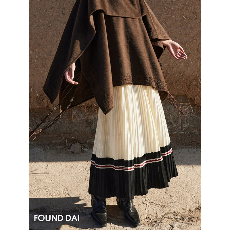 灵感来自彝族百褶裙 羊毛纱线|重工大裙摆针织半身裙