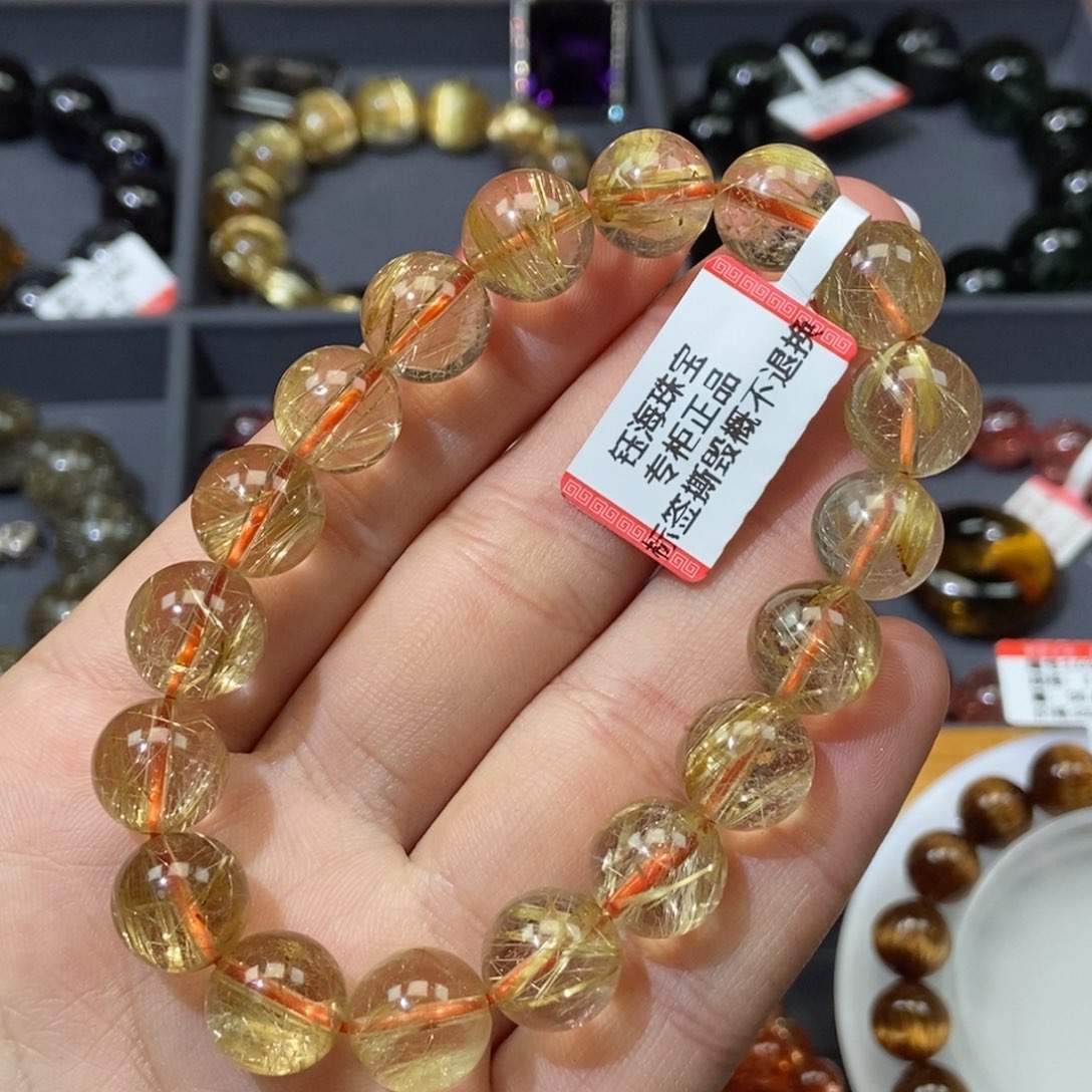 金发晶手串未镶嵌水晶@****吖11mm