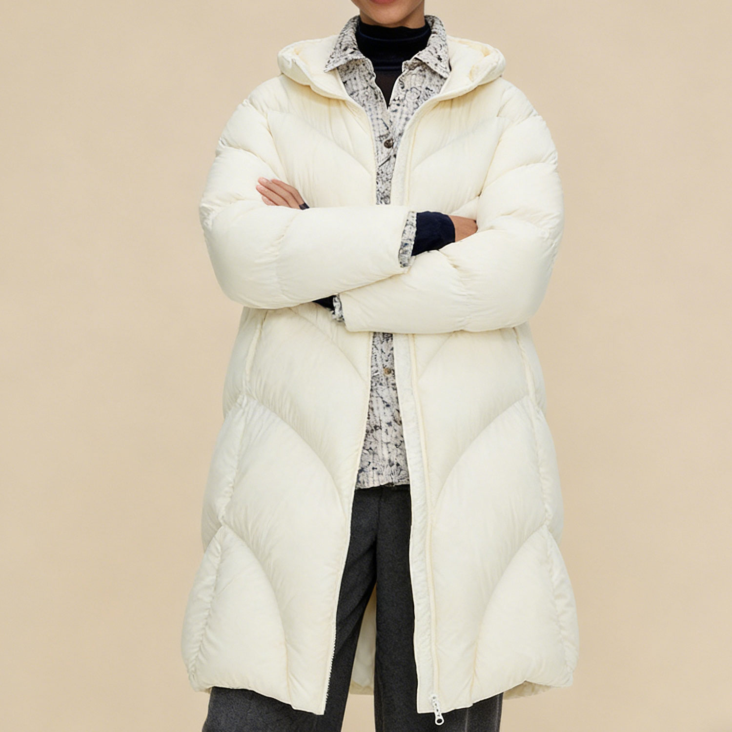 250464【江 订单】2025冬季新款长款连帽泡芙羽绒服