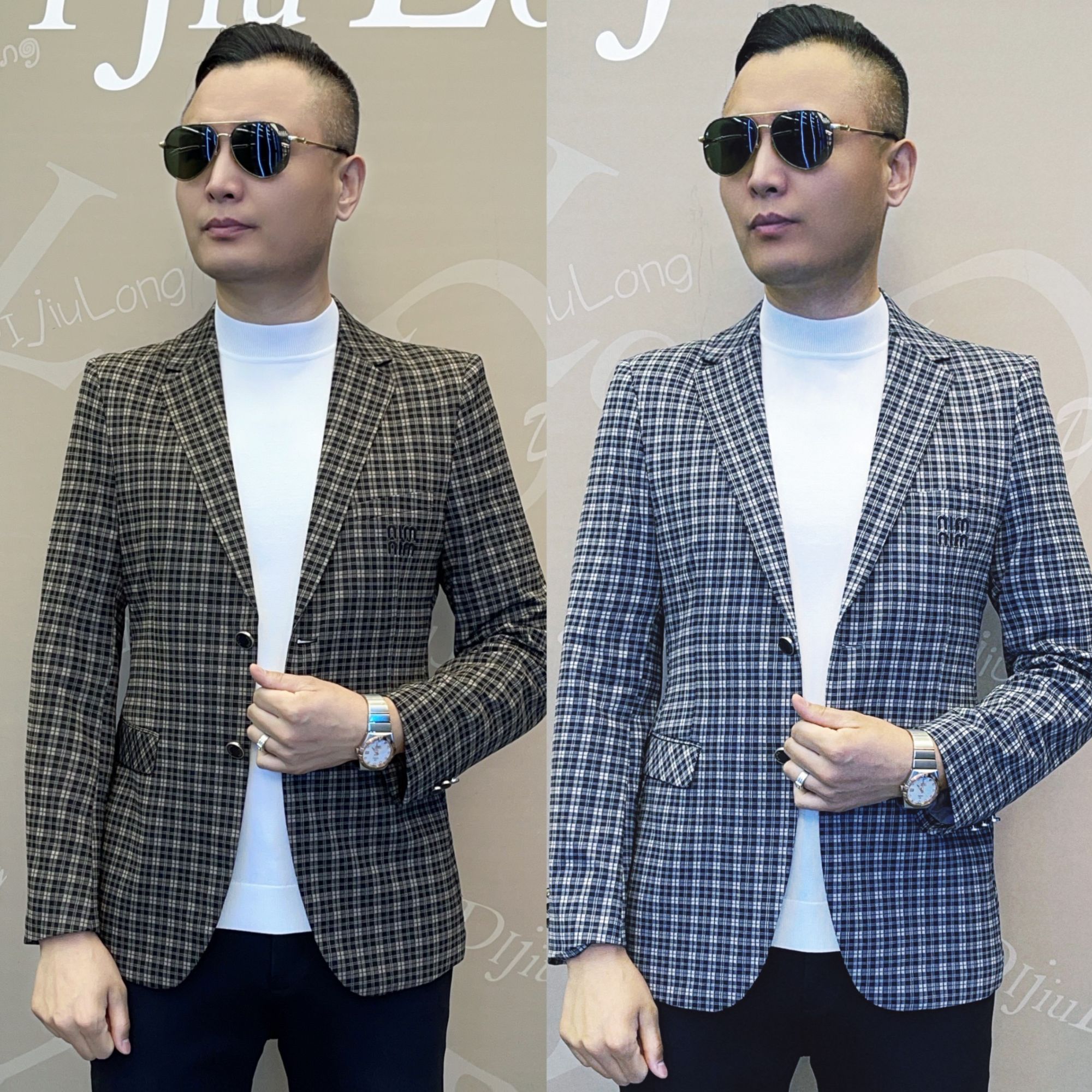 【帝九龙】25年春季新款时尚轻奢欧韩休闲男装格子西服861718