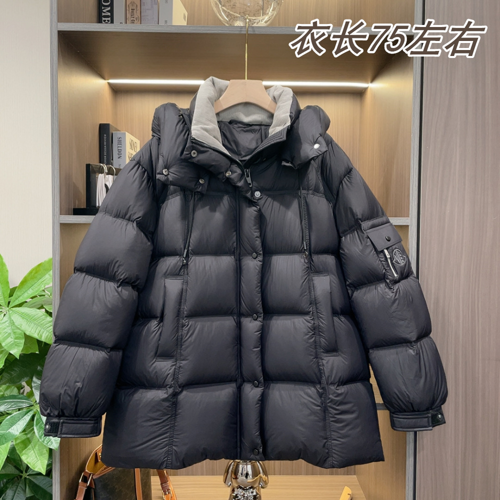 冬季休闲百搭泡芙加厚款连帽羽绒服大码女装