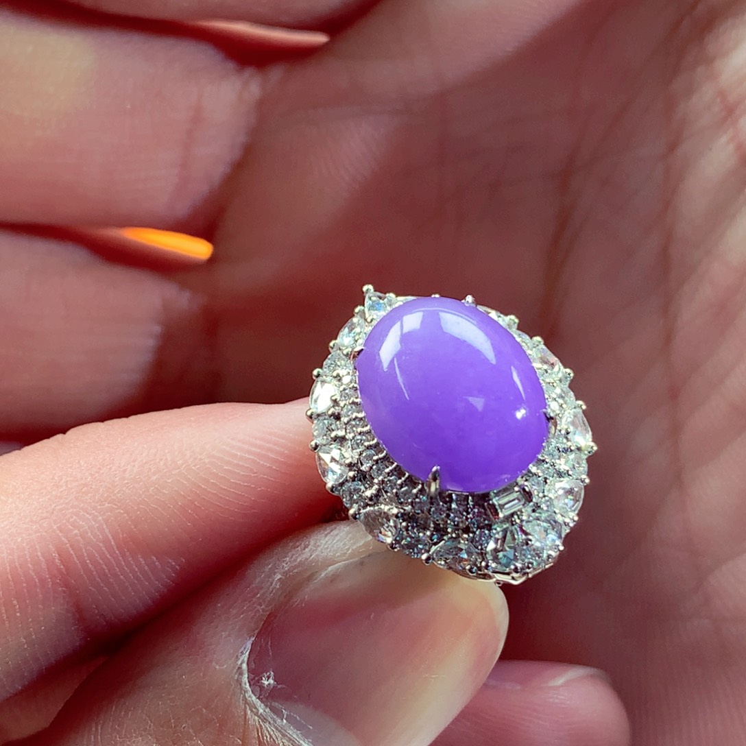 翡翠颈饰18K金镶嵌帝王紫戒指