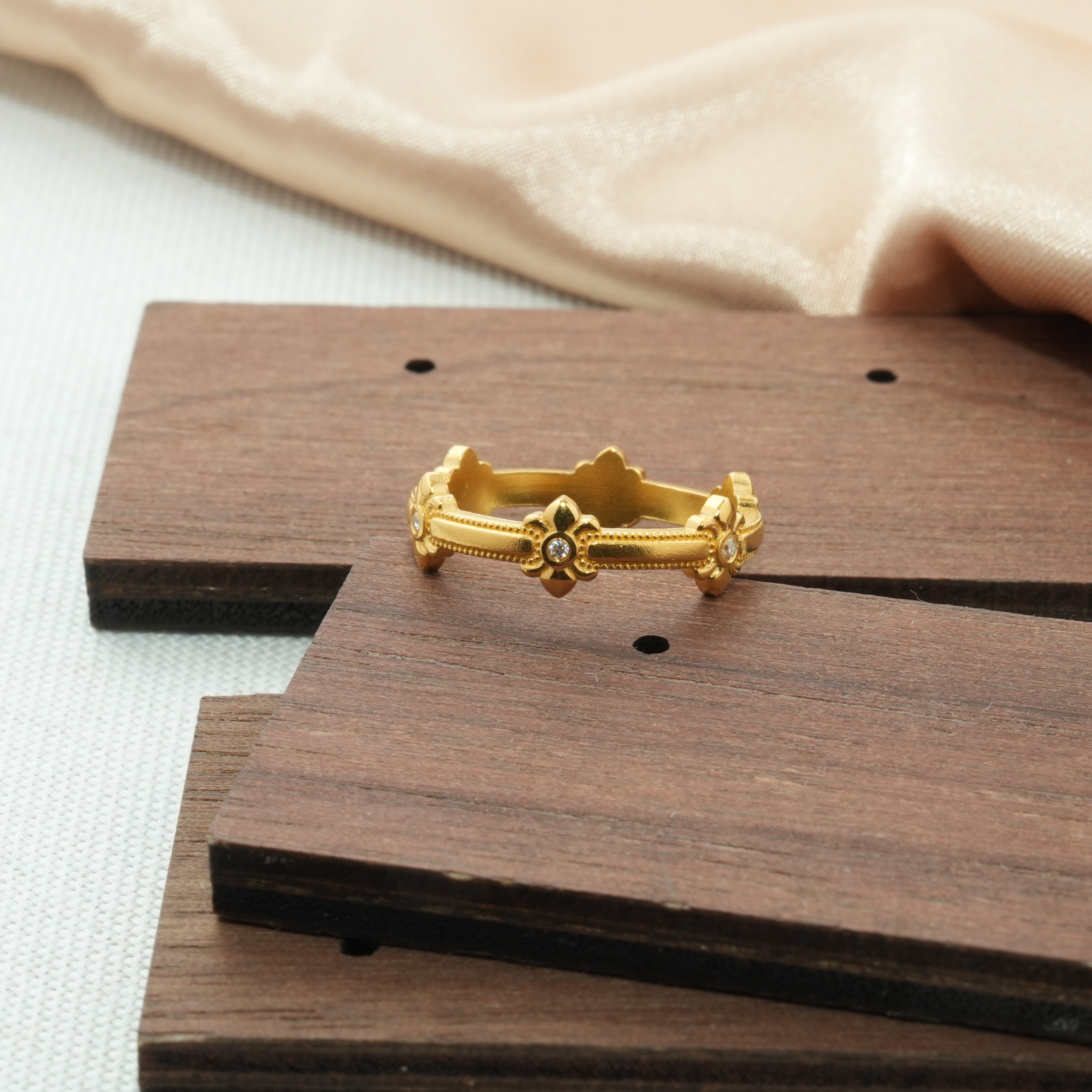 新年-Y【鸢尾花点钻戒指】足金999，古法戒指（附加68/0）