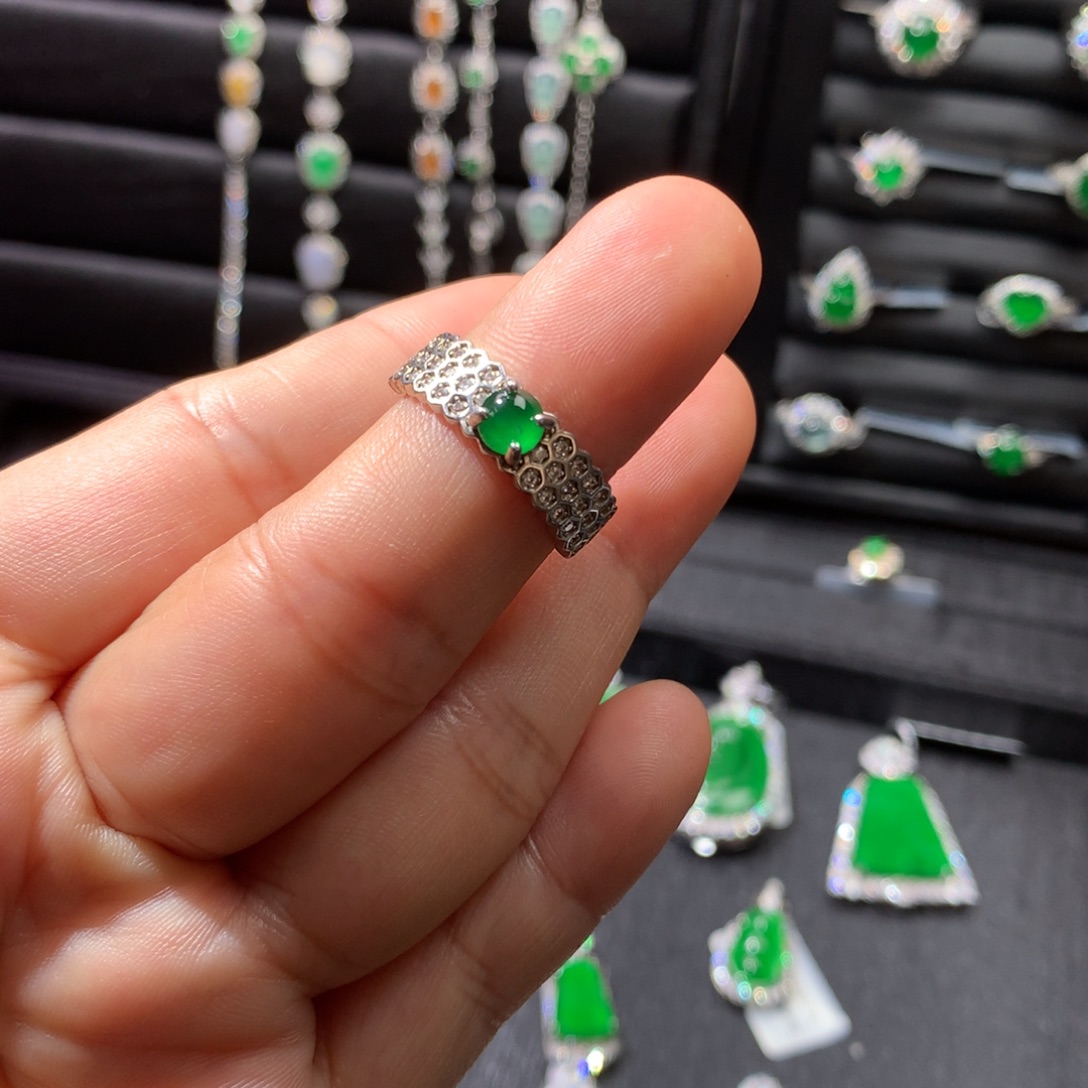 翡翠银S925镶嵌戒指