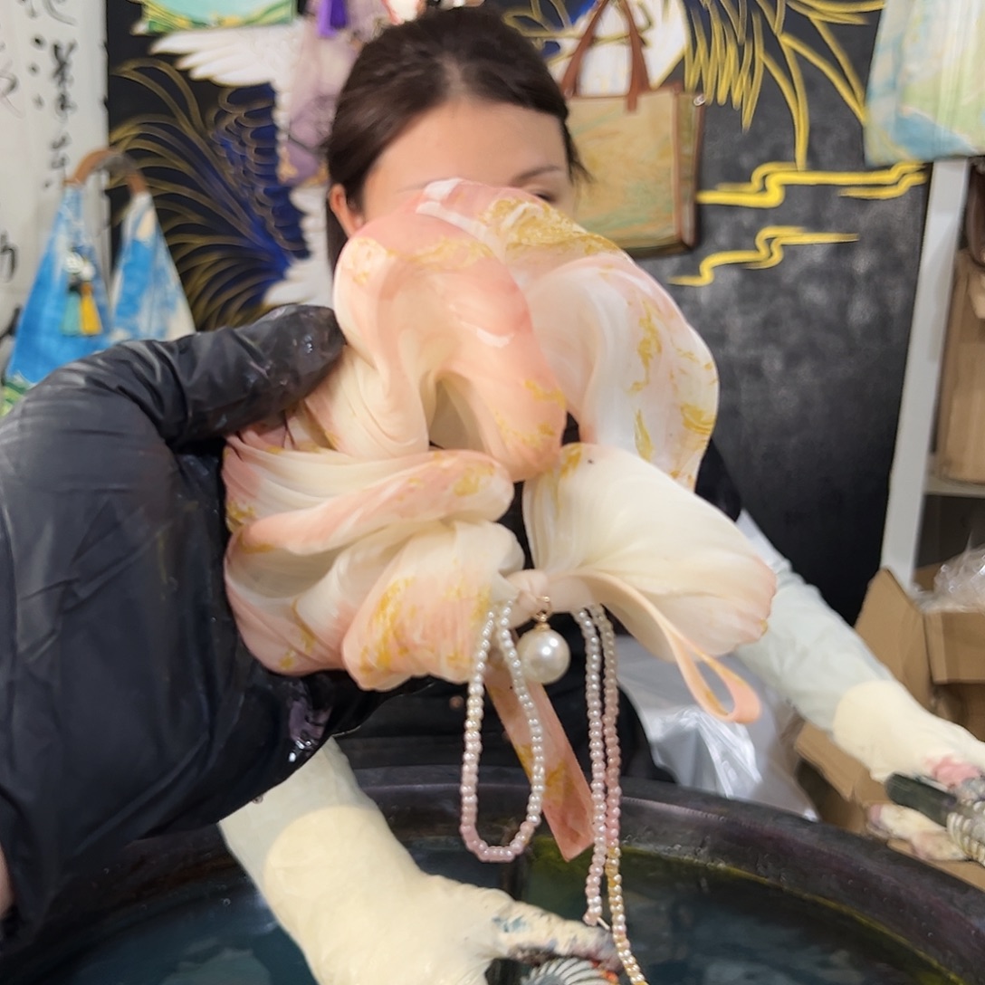 657泡芙发圈粉金色